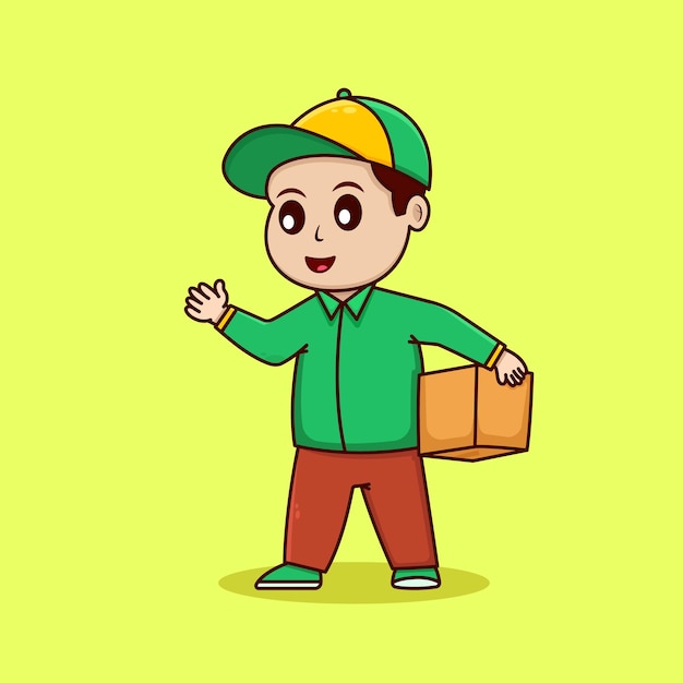 Illustration of a courier delivering a package