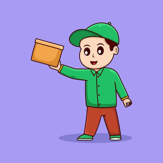 Illustration of a courier delivering a package