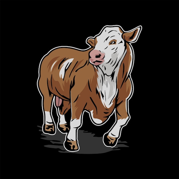 Illustration Cow in brown color