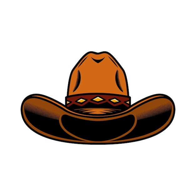 Illustration of cowboy hat isolated on white background. design element for poster, card, banner, sign, emblem, label. vector illustration