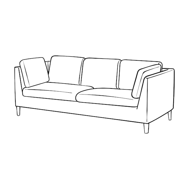 Vector illustration of cozy sofa line art