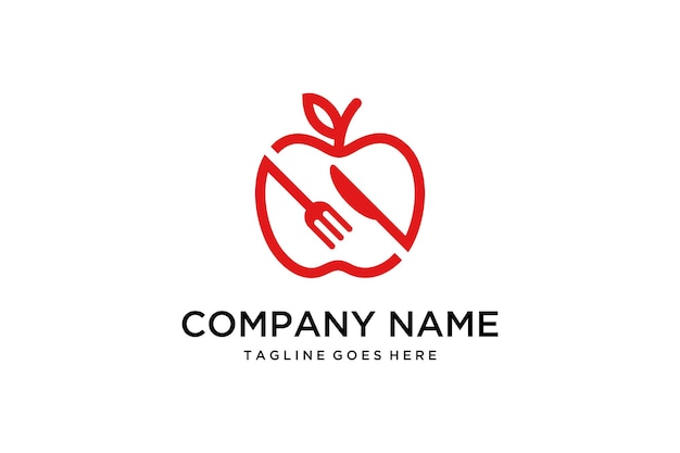 Illustration Creative sign for restaurant healthy organic diet foods with apple logo design.