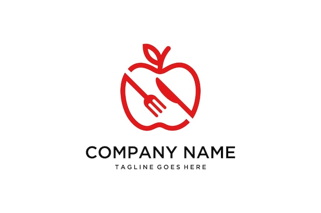 Illustration creative sign for restaurant healthy organic diet foods with apple logo design.