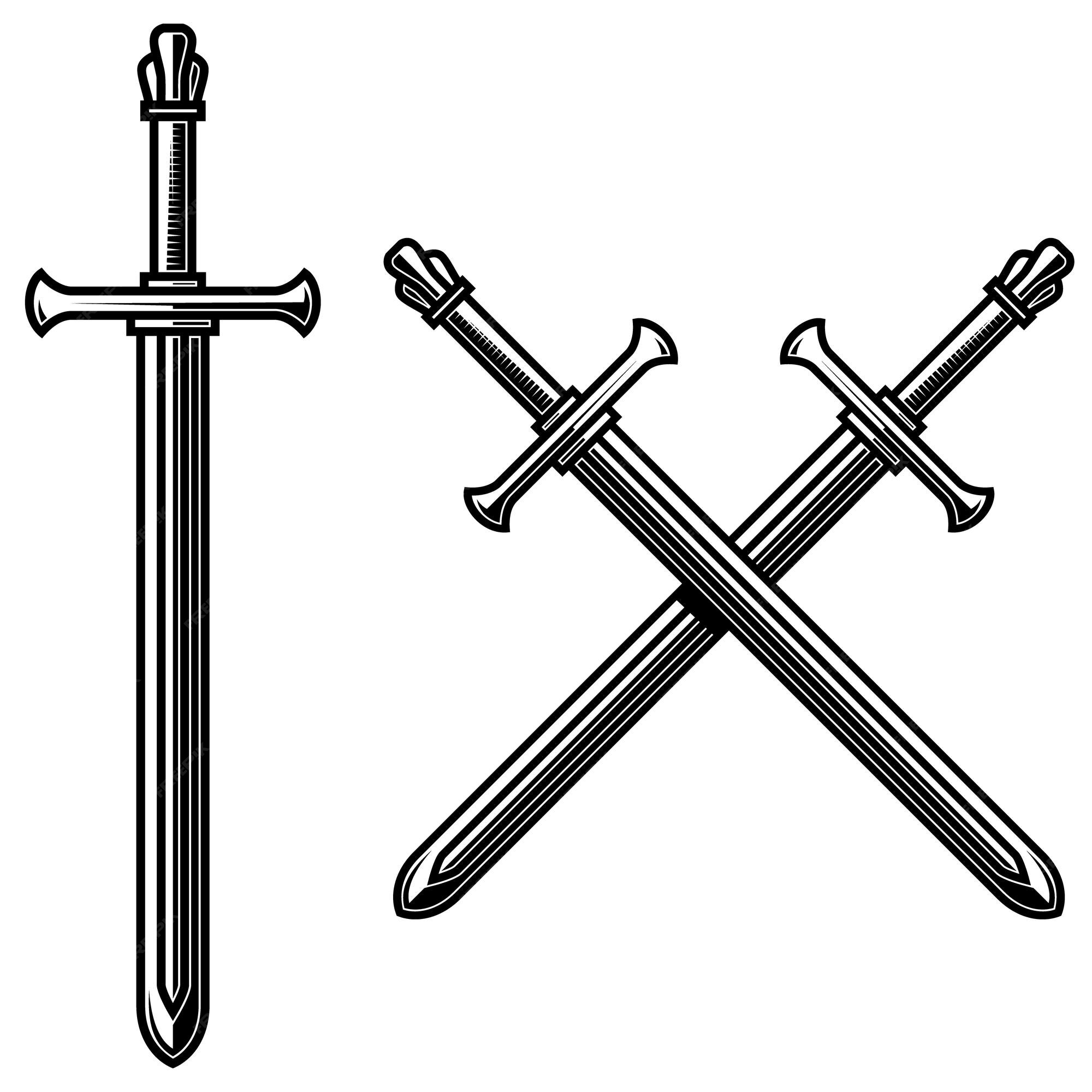 Medieval crossed swords 1214069 Vector Art at Vecteezy