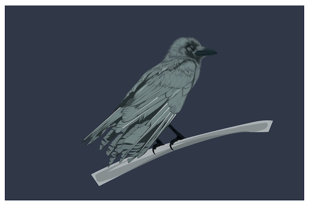 Illustration of a crow while sleeping hand drawing