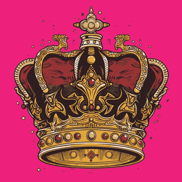 Vector illustration of a crown on a pink background vector illustration