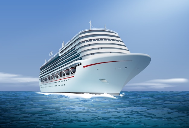 illustration of cruise ship at ocean or sea