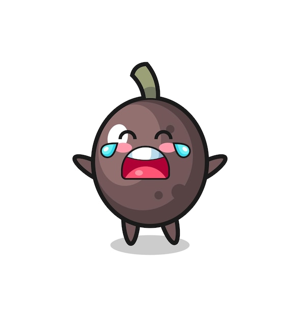 The illustration of crying black olive cute baby