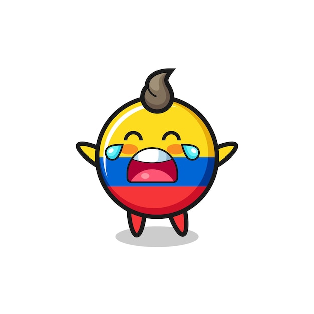 The illustration of crying colombia flag badge cute baby