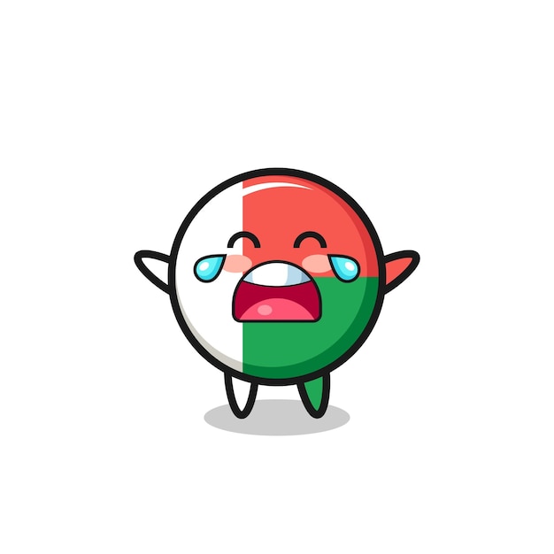 The illustration of crying madagascar flag cute baby cute design