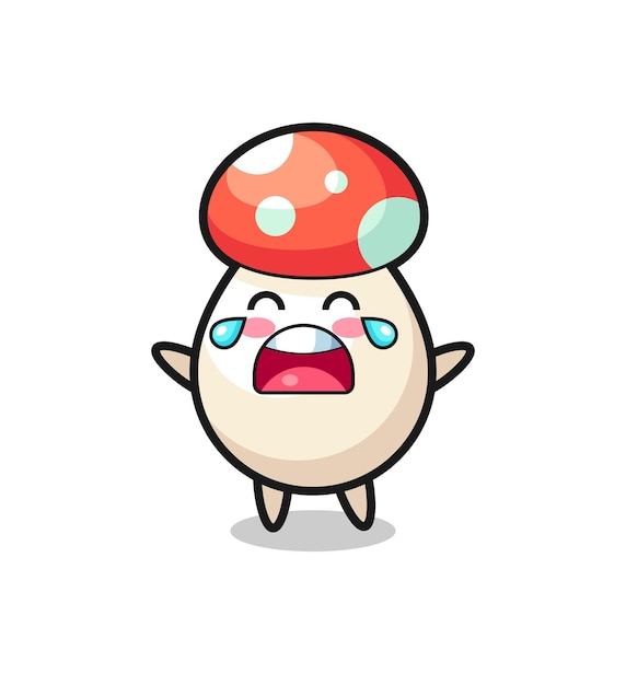 The illustration of crying mushroom cute baby