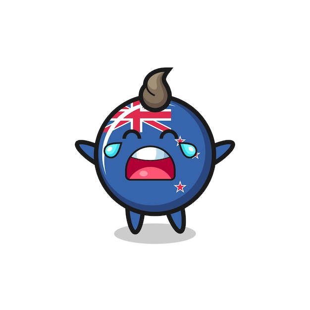 The illustration of crying new zealand flag badge cute baby , cute style design for t shirt, sticker, logo element