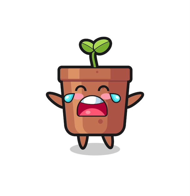 Vector the illustration of crying plant pot cute baby , cute style design for t shirt, sticker, logo element