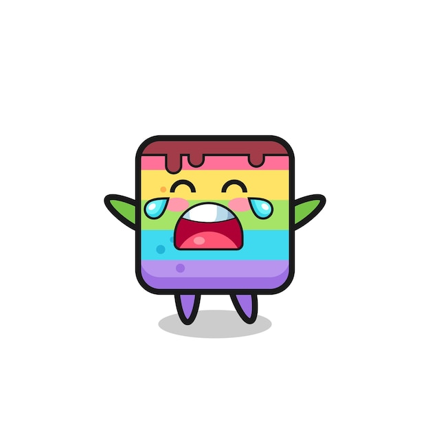 The illustration of crying rainbow cake cute baby , cute style design for t shirt, sticker, logo element