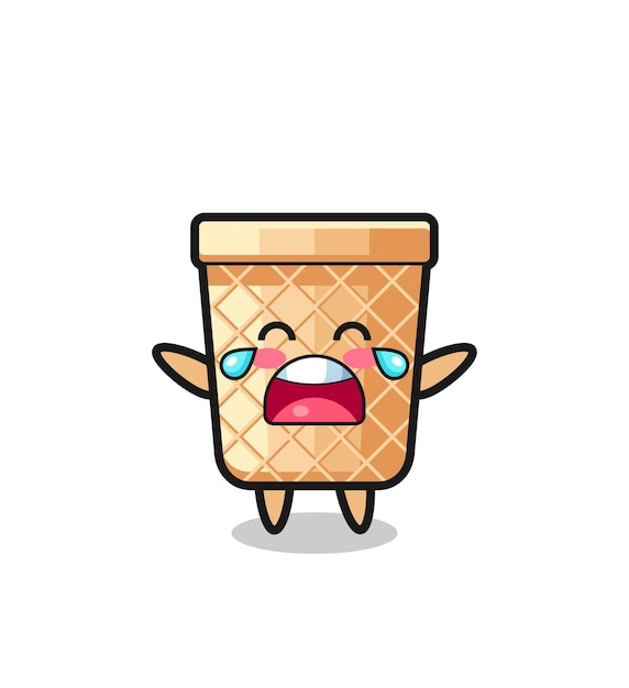 The illustration of crying waffle cone cute baby cute design