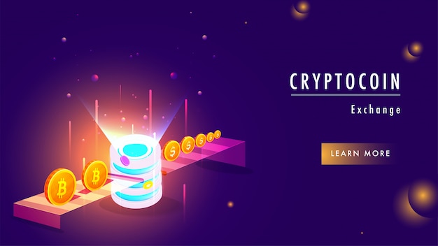 Illustration of crypto server, virtual money exchange.