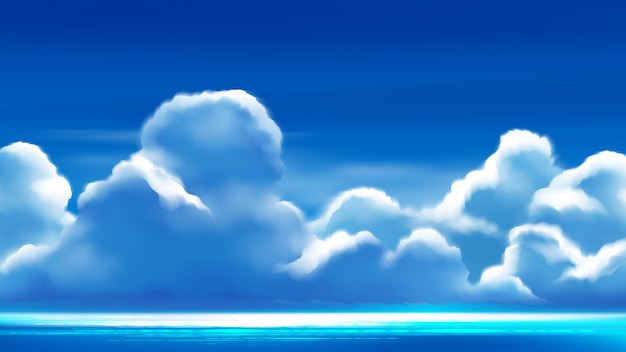 illustration of cumulonimbus clouds on the bright blue sky