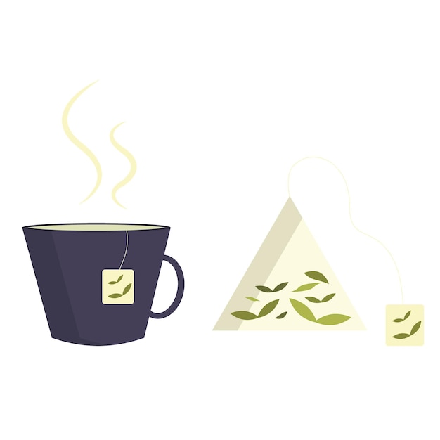 Vector illustration of a cup of h hot tea tea bag icon