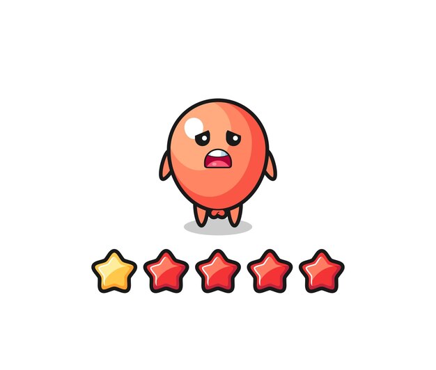 The illustration of customer bad rating balloon cute character with 1 star cute design