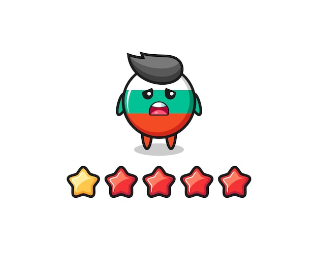 The illustration of customer bad rating bulgaria flag badge cute character with 1 star