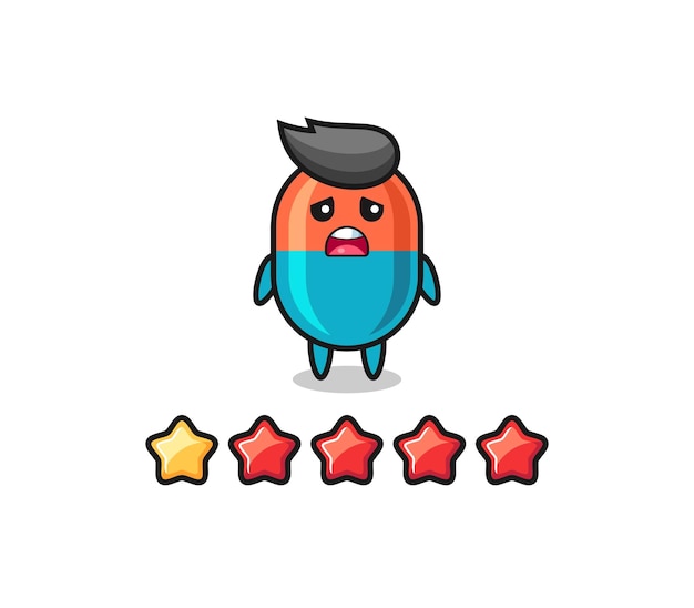 The illustration of customer bad rating, capsule cute character with 1 star , cute style design for t shirt, sticker, logo element