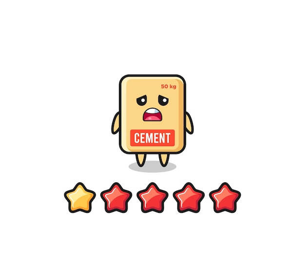 The illustration of customer bad rating cement sack cute character with 1 star