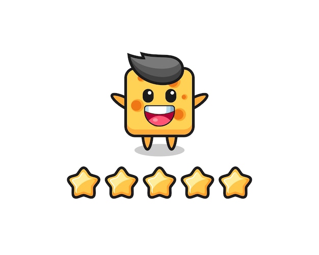 The illustration of customer bad rating, cheese cute character with 1 star , cute style design for t shirt, sticker, logo element