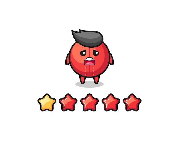 The illustration of customer bad rating, cricket ball cute character with 1 star , cute style design for t shirt, sticker, logo element