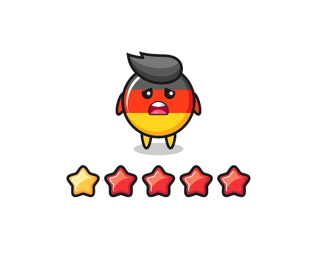 The illustration of customer bad rating, germany flag badge cute character with 1 star , cute style design for t shirt, sticker, logo element