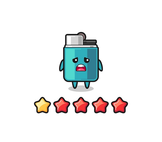 The illustration of customer bad rating lighter cute character with 1 star cute design