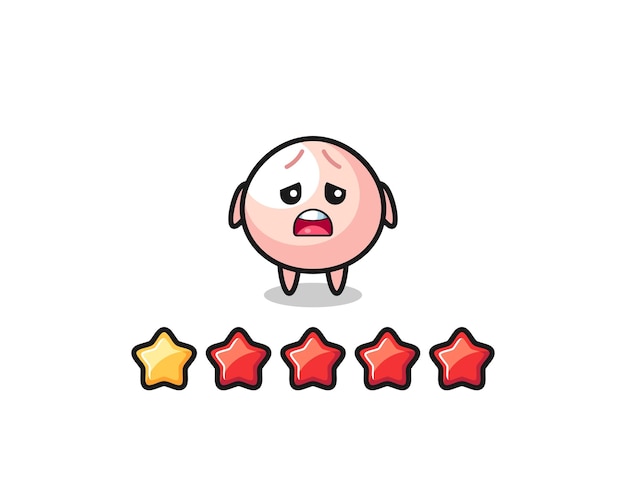 The illustration of customer bad rating meatbun cute character with 1 star