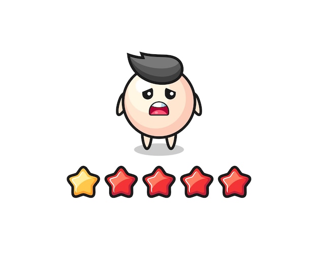 The illustration of customer bad rating, pearl cute character with 1 star , cute style design for t shirt, sticker, logo element