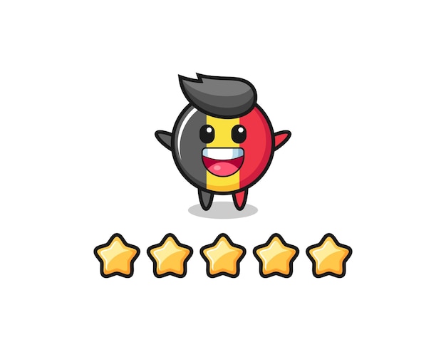 The illustration of customer best rating, belgium flag badge cute character with 5 stars , cute style design for t shirt, sticker, logo element