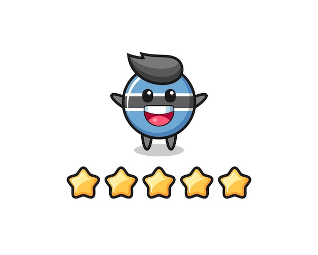 The illustration of customer best rating, botswana flag badge cute character with 5 stars , cute style design for t shirt, sticker, logo element