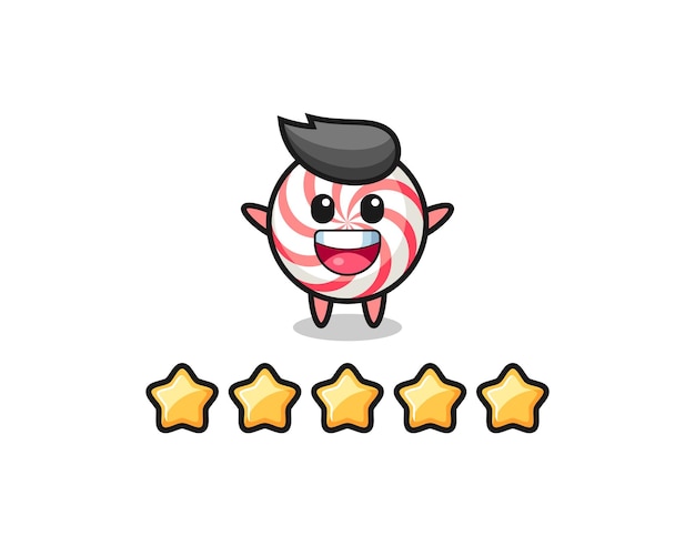 L'illustrazione del personaggio più carino di caramelle con la valutazione migliore del cliente con 5 stelle