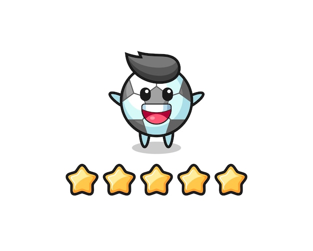 The illustration of customer best rating, football cute character with 5 stars , cute style design for t shirt, sticker, logo element