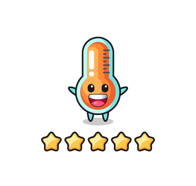 The illustration of customer best rating, thermometer cute character with 5 stars , cute style design for t shirt, sticker, logo element