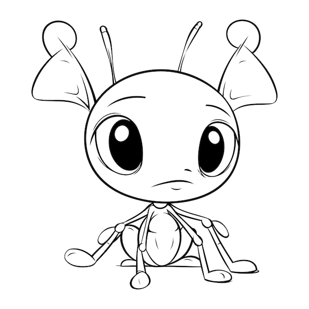 Vector illustration of a cute ant cartoon character on a white background