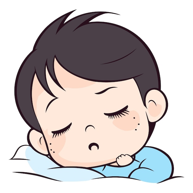 Vector illustration of a cute baby boy crying while lying down