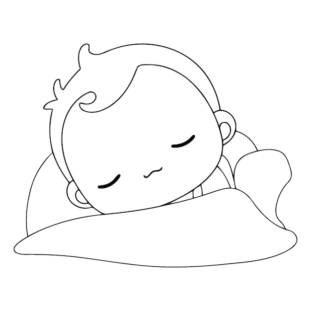 Illustration of a Cute Baby Boy Sleeping in His Bed