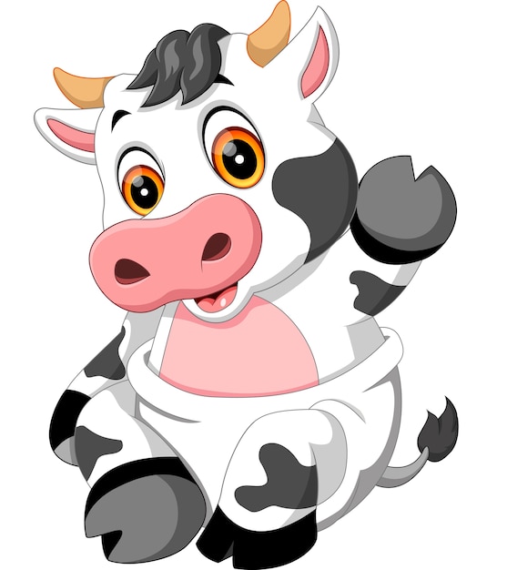 illustration of cute baby cow cartoon