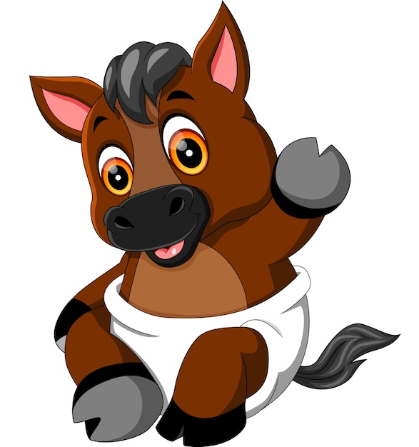 Illustration of cute baby horse cartoon