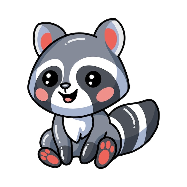   illustration of  cute baby raccoon cartoon sitting