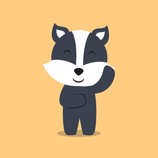 Illustration of a cute badger character greeting with a smile