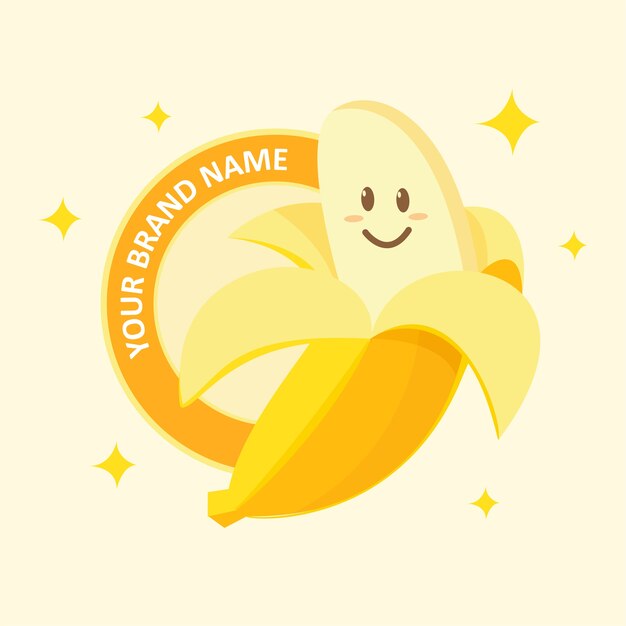 Illustrazione del logo banana carino utilizzare per logo culinario