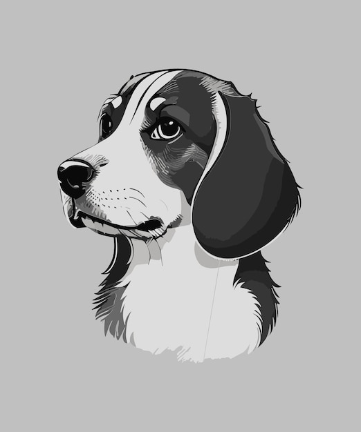 Illustration of a cute beagle isolated on a grey background