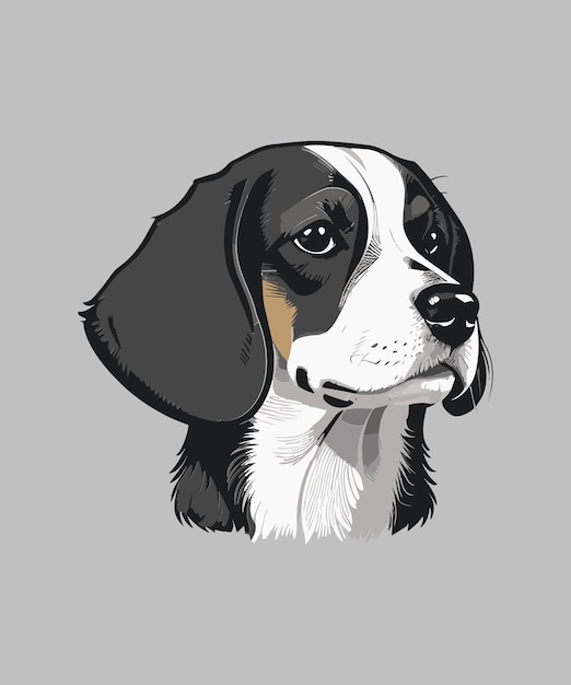 Illustration of a cute beagle isolated on a grey background