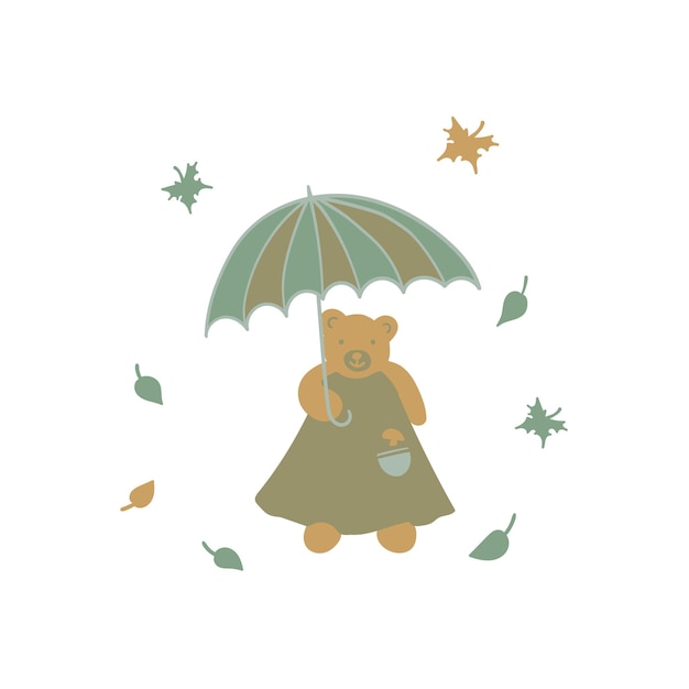 Illustration of the cute bear with umbrella