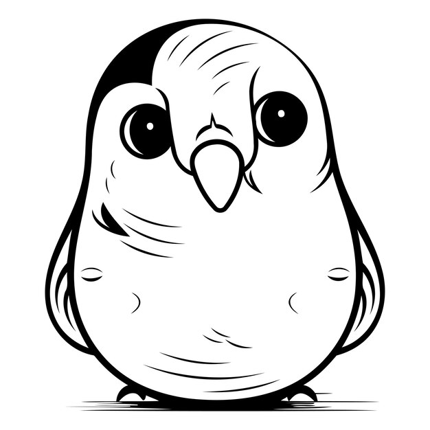 Illustration of a cute black and white owl on a white background
