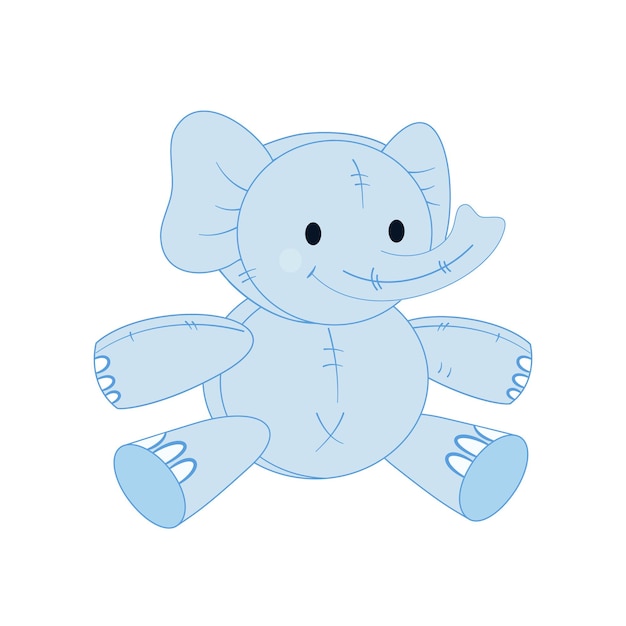 Illustration of a cute blue elephant. Toy for children.